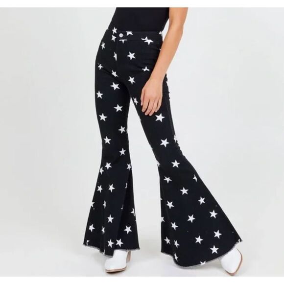 Altar'd State Women's Starry Flare Wide Leg Denim Jeans Size Large Western 70's - Picture 1 of 7